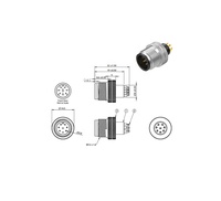 Connecteur en gros d'usine de haute qualité CE RoHS plaqué or, connecteur de style moulage 8 broches M12 prise A-code tasse à souder IP67