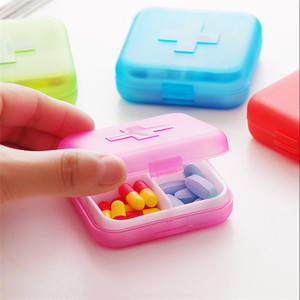 Medicine <b>Box</b> Pill <b>Storage</b> Case <b>Mini</b> Plastic Portable With Cross Compartment For Daily Medication - Product Image 1