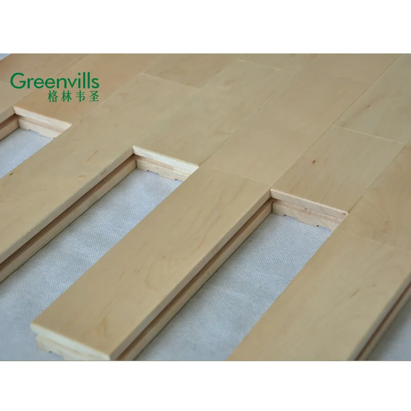 Plancher de basket-ball de sport en bois massif + plancher de bois franc en érable chinois/plancher en bois d'ingénierie