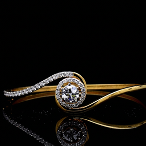 Luxury 18K <b>Solid</b> <b>Gold</b> Diamond Bracelet Round Brilliant Cut Claw Setting Women's Engagement Jewelry Chain Link <b>Bangle</b> - Product Image 1