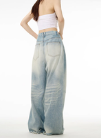 Jean en denim rétro ample et droit à taille basse pour femme, style urbain tendance, vintage, pour couple, été