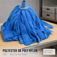 Tête de balai à extrémité coupée en bandes de tissu éponge polyester avec prise filetée italienne et française pour le nettoyage des sols d'hôtels et d'hôpitaux