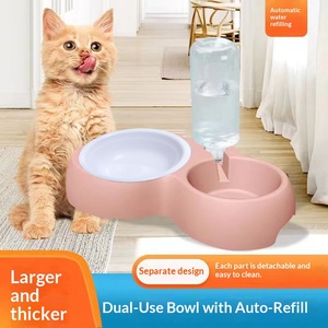 स्वचालित गुरुत्वाकर्षण पालतू जल फीडर दोहरे कटोरे के साथ, डिचेबल बिल्ली और कुत्ते खिलाने वाला कटोरा - Product Image 4