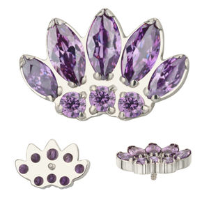 Pendiente de Hélice con Rosca Interna de Titanio 16G, Implante de Fábrica, 3 Circonitas Marquise y 3 Circonitas Redondas en la Parte Inferior - Product Image 3