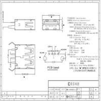 Konektor USB Tipe A 2.0 Female 4 Pin Soket PCB Vertikal Tipe DIP 180 Derajat L=15mm Kontak Paduan Tembaga PBT 1.5A