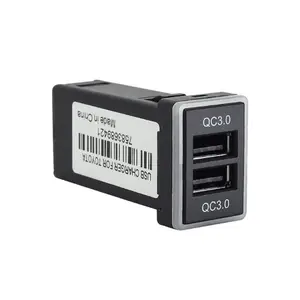 Cargador rápido QC3.0 para coche, adaptador de enchufe y Cable de reproducción para Toyota, 6.4A, 12-24V, carga rápida, doble USB, teléfono PDA DVR