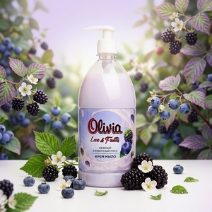 Delicate Blackberry Mousse Moisturizing <b>Liquid</b> Hand Soap with Glycerin and Fruit Extracts 1000 ml Olivia Love & Fruttis - Product Image 1