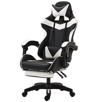 Chaise de jeu en cuir bleu pas chère, base de chaise de bureau, chaise de course automobile pour PC, avec repose-pieds, fauteuil inclinable en gros, bureau et chaise d'ordinateur