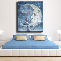 Ever Moment Peinture Diamant 5D Complète Garçon Offrant une Pomme à la Lune Kit de Broderie Diamant Mosaïque Point de Croix ASF842