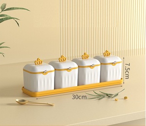 Ensemble de pots à épices pour sel et poivre de cuisine, bocaux à assaisonnements, organisateur de rangement pour sucre, sauces et vanille, support à épices populaire - Product Image 4
