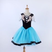 Robe de ballet classique pour filles, velours noir, tenue de danse de fête, costume de danse en dentelle bleu rose