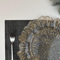 Sous-Assiettes de Noël en Plastique de 33 cm (13 Pouces) avec Bord Doré en Forme de Fleur, Vente en Gros, Décorations de Table pour Fêtes