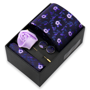 ชุดเนคไทสำหรับผู้ชาย พร้อมผ้าเช็ดหน้า ปิ่นปักเสื้อ กระดุมข้อมือ ชุดลำลองสำหรับผู้ชาย สไตล์แฟชั่นสำหรับงานเลี้ยง กล่องของขวัญเนคไท - Product Image 5