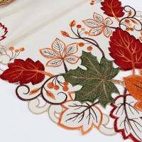OWENIE 100% Polyester Lavé Style Américain Style Diner Bordure en Dentelle Brodée Placemats et Chemin de Table