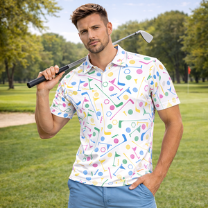Polo de Golf Sublimado de Alto Rendimiento para Deportes al Aire Libre, Transpirable, que Absorbe la Humedad, de Poliéster y Elastano, con Logotipo Bordado Personalizado - Product Image 1