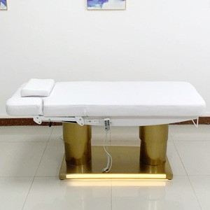 Luxury 4 Motors Massage Bed Gold Base Cosmetic Bed <b>Heating</b> Function Electric Beauty Bed <b>USB</b> Charging Port With Light Decoration - Product Image 3