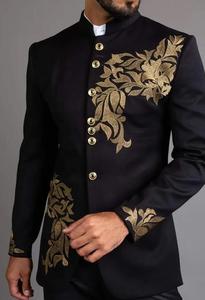 Derniers Costumes d'Affaires Brodés <span class=keywords><strong>Rouge</strong></span> Vin pour Hommes, Smoking de Mariage avec Boutons Dorés, Sur Mesure, 3 Pièces, Tenue Formelle - Product Image 5