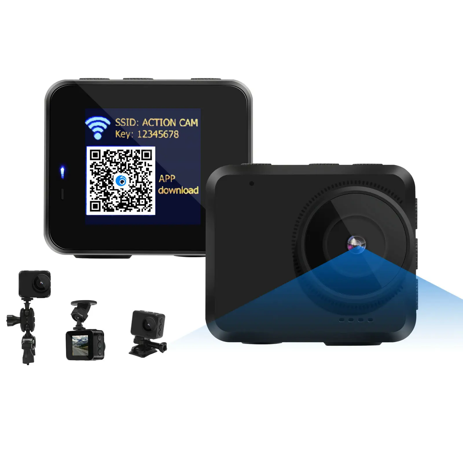 كاميرا حركة رياضية 1080P عالية الوضوح ومقاومة للماء, كاميرا عمل رياضية 1.54 "TFT شاشة DVR محرك مسجل للدراجة والسيارات