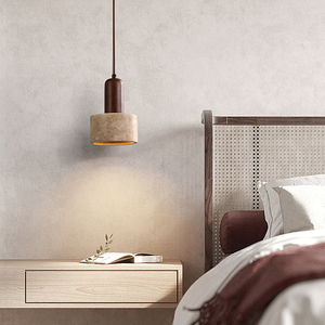 Luminaire suspendu artistique en travertin, éclairage moderne de chevet, luminaire de plafond en pierre, design de lustre, décoration de chambre, luminaire d'hôtel - Product Image 4