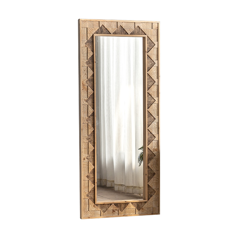 北欧風装飾 シャビーシック フロア 大型彫刻木製フレーム フロアミラー
