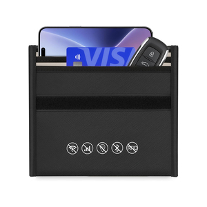 Sacs Faraday pour téléphones, compartiments à double blindage, 2 emplacements pour cartes, noir, bloqueur de signal pour téléphone portable, clé de voiture/WiFi/RFID/GPS - Product Image 1