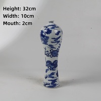 Vase Meiping à motif de danse du lion bleu et blanc, vase décoratif traditionnel chinois pour la maison