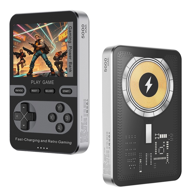 Handheld Game Console 5000mAh Magnetic Wireless Power Bank Fast Charging Portable Power Bank Retro Design Act Action Game Model