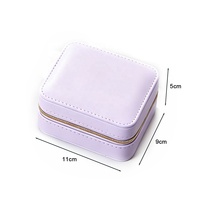 Mini boîte à bijoux en cuir PU avec fermeture éclair, organiseur de bijoux portable de voyage, rangement compartimenté pour collier, bague, boucles d'oreilles, femme