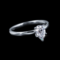Prêt à expédier - Bague en argent sterling S925 avec moissanite VVS taille poire 1 carat en forme de goutte d'eau, idéale pour les alliances féminines