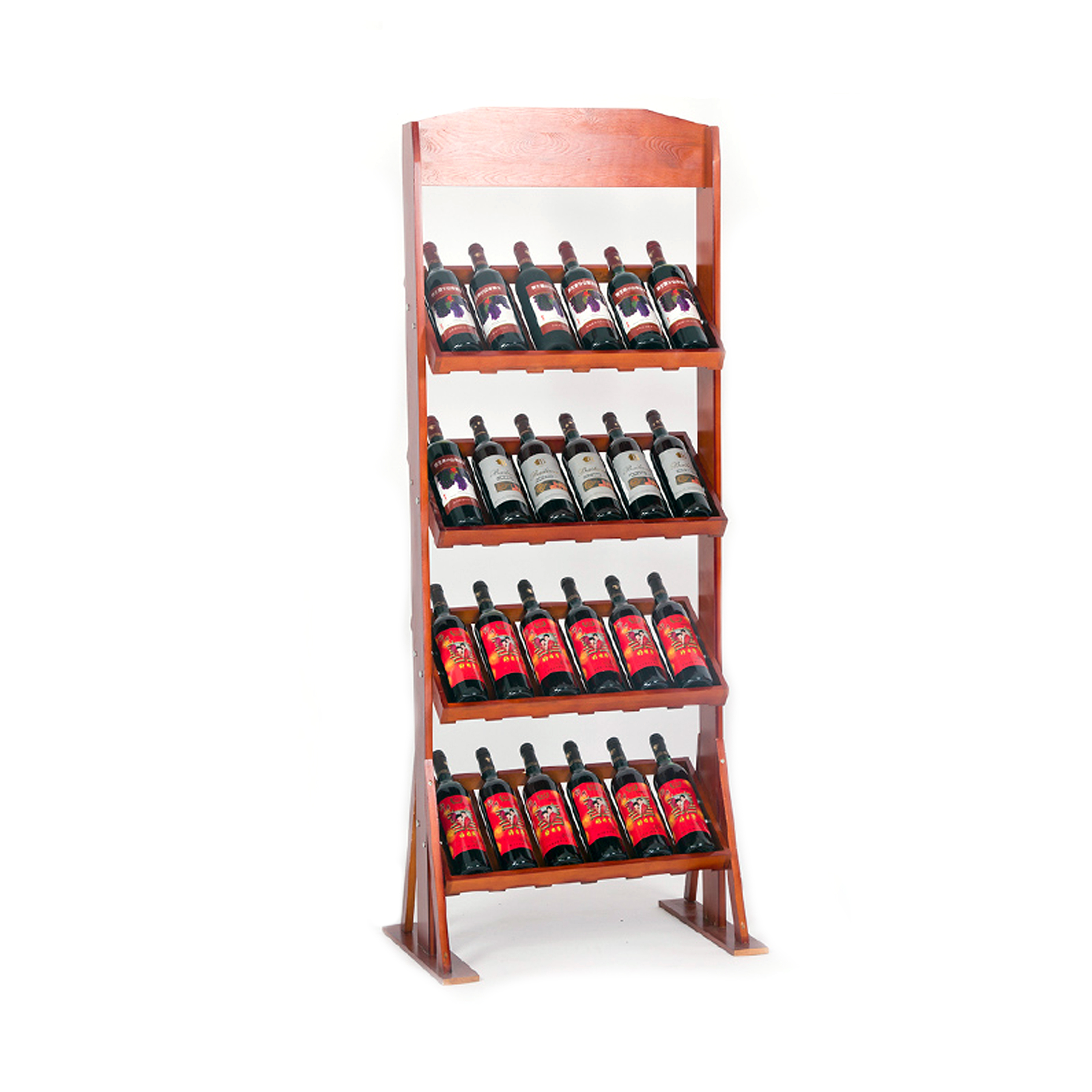 Floor Wine Shelf Holder Display Bottle Storage Stackable Modular Rack Supermarket Red Wine Wooden Heavy Duty Shop Display Stand — view 3