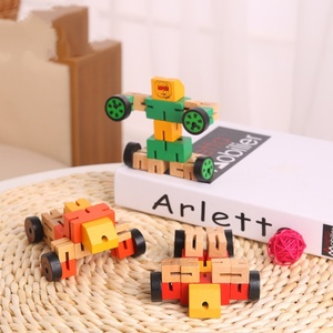 <span class=keywords><strong>Robot</strong></span> transformador de madera colorido más nuevo, plegable de cubo Manual juguete, juguetes educativos para niños, juguete de <span class=keywords><strong>Robot</strong></span> de madera para niños - Product Image 4