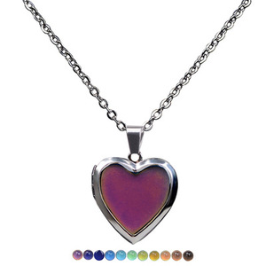 Collar con colgante <span class=keywords><strong>de</strong></span> corazón <span class=keywords><strong>y</strong></span> foto para mujer, joyería con Control <span class=keywords><strong>de</strong></span> temperatura, recuerdo, Corazón - Product Image 2