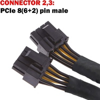 8Pin PCI kartu Video grafis Ekspres GPU VGA 8 Pin Female Dual GPU 8(6 + 2) Pin Male Splitter Power Sleeve 16 AWG untuk elektronik