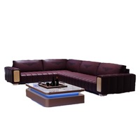 Canapé KTV en cuir synthétique moderne, bar, karaoké, boîte, salon, club de nuit, table basse en forme de coin, lumineux, personnalisable