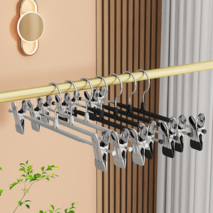 Household seamless trouser hanger, stainless steel dipped trouser <b>clip</b>, skirt <b>clip</b>, underwear <b>clip</b>, adjustable and strong clothe - Product Image 2