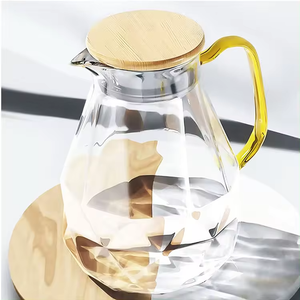 Bouilloire en verre borosilicate au design moderne en forme de diamant avec couvercle et poignée, écologique, capacité de 1 L pour usage domestique - Product Image 1