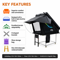 Tente de toit rigide triangulaire en aluminium résistant aux intempéries avec support en X pour SUV, pick-up et camping