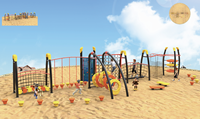 Structure de jeu extérieure pour enfants, avec filet d'escalade, barres de grimpe, structure de jeu en acier et plastique, pour 5 à 10 enfants, marque JQL