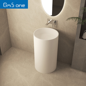Lavabo moderne autoportant <span class=keywords><strong>à</strong></span> surface solide, durable, écologique, finition mate, facile <span class=keywords><strong>à</strong></span> nettoyer, béton poli, drain étanche - Product Image 2