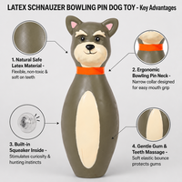 Jouet à mâcher couineur moderne en latex naturel pour chien, mignon, en forme de quilles de bowling, souple, pour la dentition des chiens de petite à moyenne taille