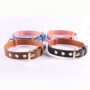 Collier pour chiot rembourré en cuir PU souple avec boucle en alliage, collier en PU robuste avec anneau en D pour chiens de petite, moyenne et grande taille - Product Image 3