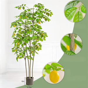 Plantas Artificiales, Árbol de Limón Amarillo, Maceta <span class=keywords><strong>Grande</strong></span> de Plástico, Simulación de Árboles Altos, Decoración de Jardín, Césped Verde, 90-180 cm - Product Image 5