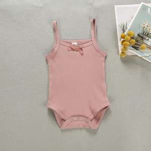 Combinaison en coton tricoté à bords dentelle, couleur unie, printemps-automne, pour bébés 2022 - Product Image 2