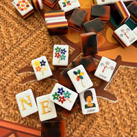 Nouvelles tuiles de mahjong américaines en acrylique, design écaille de tortue ambre jade à 4 couches, 160 pièces