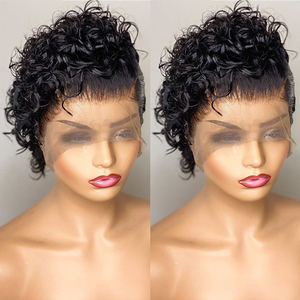 Perruques Courtes Bouclées Pixie Cut en <span class=keywords><strong>Cheveux</strong></span> Humains pour Femmes Noires, Pré-Plucked, Brésiliennes Vierge, Lace Front avec Baby Hair - Product Image 3