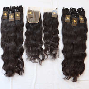 Tissage en lot de cheveux humains Remy, vison vietnamien, vierges, avec fermeture en dentelle, cuticules alignées brésiliennes - Product Image 1