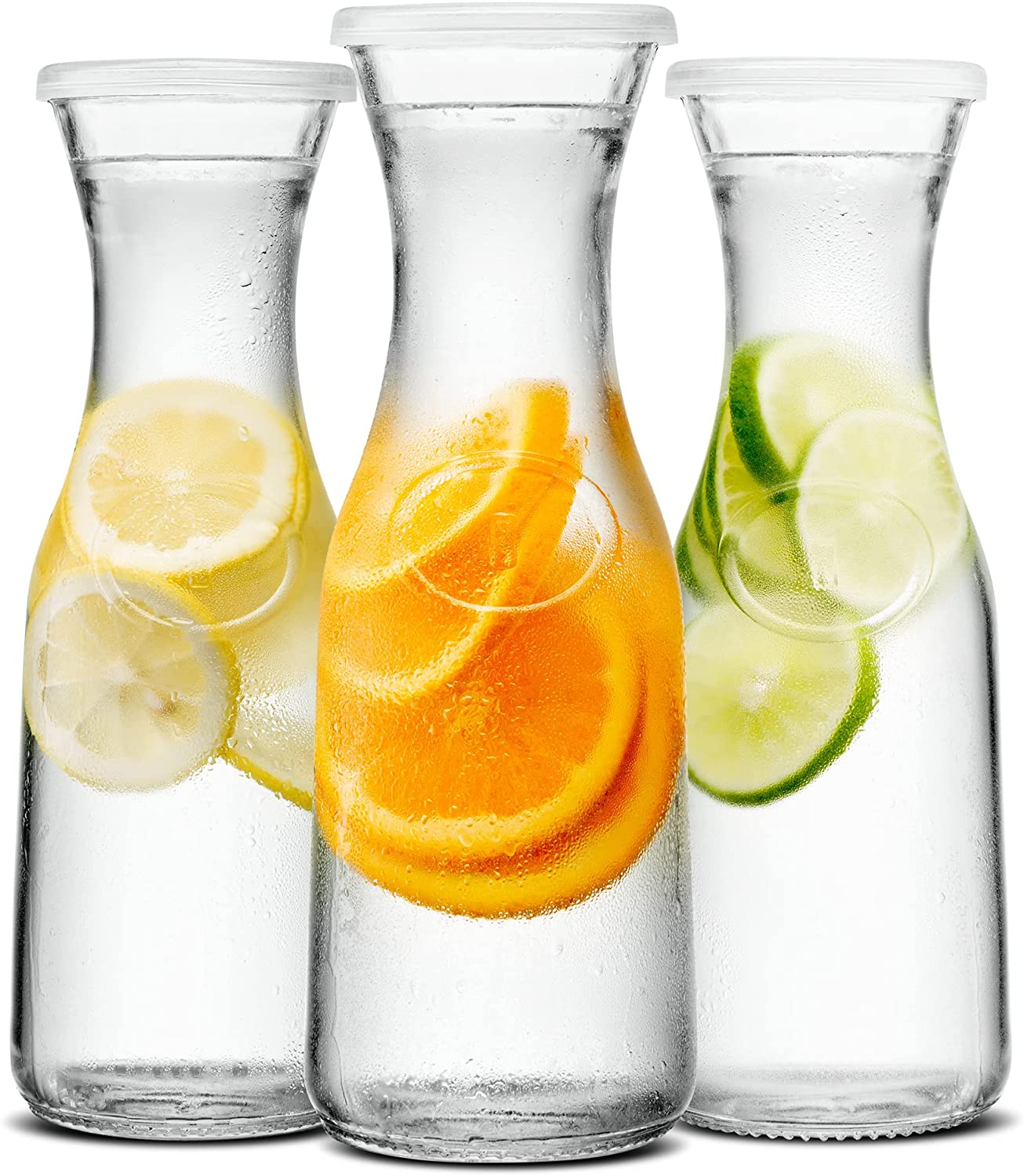 1l Water Carafe and Pitcher  Glass Body and Plastic Lid glass set drinking