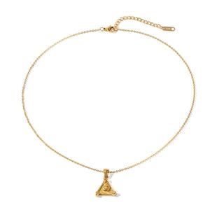 Colliers pour hommes en acier inoxydable style vintage tendance plaqué or 18 carats avec pendentif œil triangulaire étanche – Vente en gros - Product Image 3