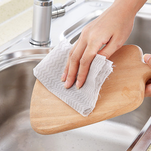 Chiffon de nettoyage jetable pour cuisine, en tissu non tissé, épaissi, absorbant, pour usage domestique, rectangulaire, motif rayé blanc - Product Image 3