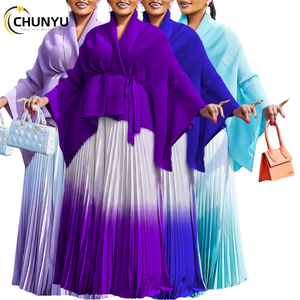 Derniers modèles de tenues africaines d'automne <span class=keywords><strong>pour</strong></span> femmes Ensemble deux pièces haut élégant à manches chauve-souris et jupe dégradée Vêtements <span class=keywords><strong>pour</strong></span> femmes - Product Image 1